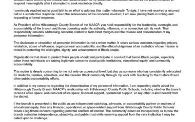 Formal Demand Sent to Hillsborough NAACP